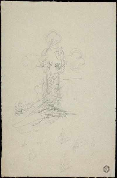 Croquis de tombeau pour la famille Karakehia au cimetière du Père Lachaise à Paris - Adolphe Victor Geoffroy Dechaume